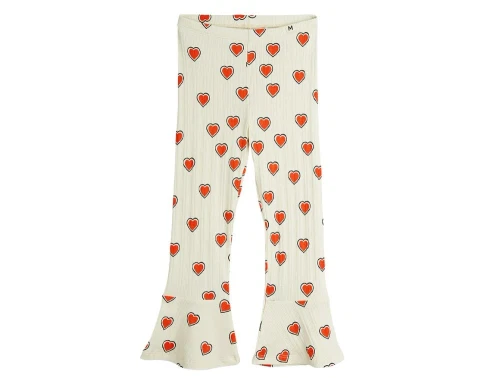 Råhvide trompetbukser med rødehjerte fra Mini Rodini 2563010511 offwhite